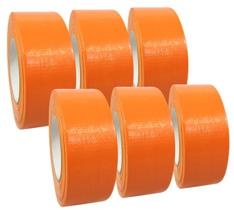 6 Rollen Gewebeband in Orange | Markierungsband | Panzertape | Panzerband | Warnband