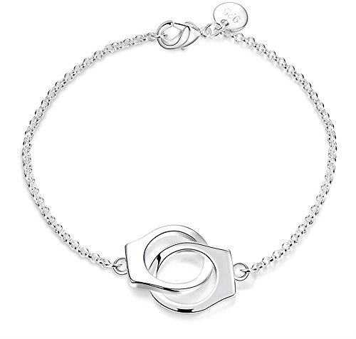 WDIYIEETN Fashion Jewelry Armband mit Handschellen, 925er Sterlingsilber, Aufschrift Partners in Crime Best Friends