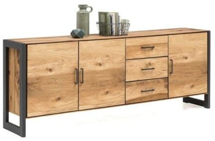 janne Sideboard Kommode Regal Alteiche Metall Graphitgrau B.217cm Schrank