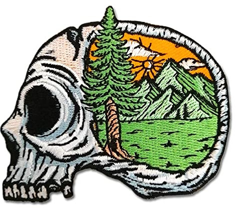 BPA Skull Landscape Embroidered Patches Iron on or Sew on Patches for Clothing Jackets etc.