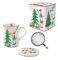 Théière avec arbre de Noël en porcelaine - Infusion de 300 ml - Théière avec décorations de Noël - Colation Noël - Boîte cadeau