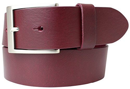 BELTINGER Hochwertiger Gürtel mit Edelstahl-Gürtelschnalle aus Vollrindleder 4 cm | Jeans-Gürtel für Damen Herren 40mm | Vollleder-Gürtel | Bordeaux 80cm