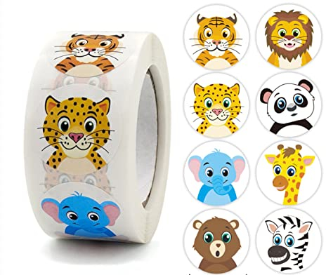 100 Sticker Tiere für Kinder & Kalender Smilies Tagebuch Aufkleber 2,5cm | Geschenk | Mädchen | Kinder | Klassenbuch | Heft | Tagebuch | Stickerheft | Tiger | Gepard | Elefant | Löwe | Zebra | Bär