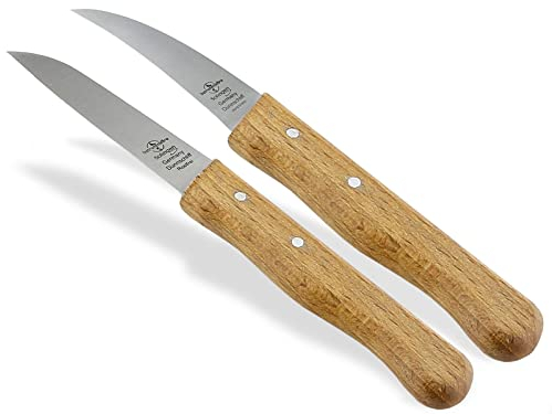 Gemüsemesser 2er Set aus Solingen Obstmesser Schälmesser Allzweckmesser Made in Germany Universal Messer mit Rostfreier Messerklinge Küchenmesser mit Holzgriff aus Buche