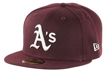 New Era Oakland Athletics MLB Maroon White Poly 59Fifty Basecap - 7 5/8-61cm (XL)