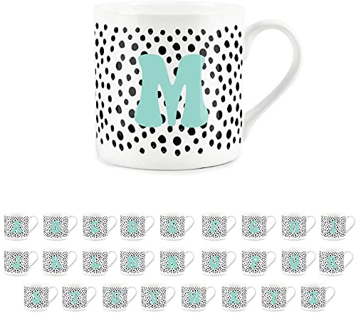 Purely Home Letter Initial Personalised Mugs - Spotty Alphabet Bone China Coffee/Tea Cups (M)