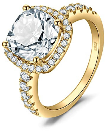 JewelryPalace 3ct Zirkonia Verlobungsring Eheringe Promise Verlobung Ring Silber 925 Damen, Silberring Trauringe Vorsteckring Hochzeitsringe Antragsring Entouragering Ringe, Damen Schmuck Vergoldet 55