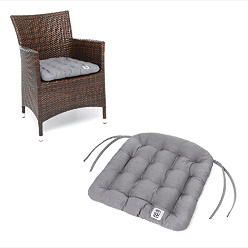 HAVE A SEAT Living - Stuhlkissen 48x46 cm (4 St.) - Rattanstuhl Sitzkissen Outdoor - Wetterfest, Waschbar bis 95°C, Orthopädisch - Made in Germany (4er Set - 48x46 cm, Hellgrau)