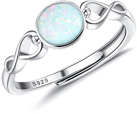 KALVICA 925 Sterling Silber Ring für Damen Mädchen Mondstein Ringe Opal Band Ringe Verstellbarer Verlobungsring Eternity Promise Ringe Verlobungsjubiläum Ehering Schmuck