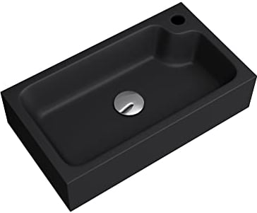 Mai & Mai Petit Lavabo à Poser Gris Noir Mat 46cm Vasque Évier Lave Mains pour WC sans Trop-Plein Col101