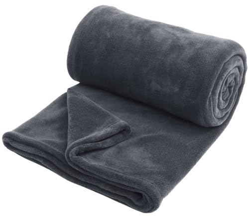Hafaa Fleece Blanket Throw King Size XXL - Fluffy Soft Warm Versatile Extra Large Cosy Throws Blankets for Bed/Sofa/Couch, Dark Grey, 270x230cm