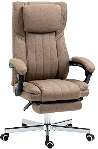 Vinsetto Silla de Masaje con 6 Puntos de Masaje Silla de Oficina Giratoria Silla de Escritorio Reclinable con Altura Ajustable Control Remoto Reposapiés y Reposacabezas Marrón