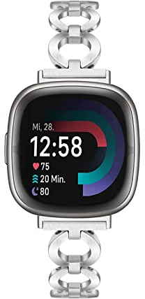 TRUMiRR Metall Armband Kompatibel mit Fitbit Versa 4/Fitbit Versa 3/Fitbit Sense 2/Fitbit Sense Armband für Damen/Herren, Edelstahl Ersatz Sport Business Uhrenarmband
