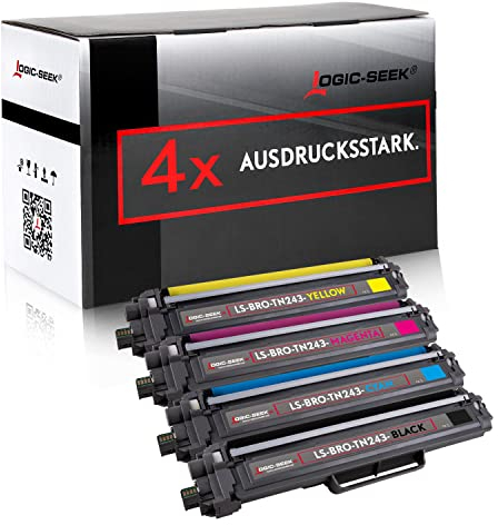 Logic-Seek TN-243CMYK Toner Set verwendbar mit Brother MFC L3750CDW MFC-L3750CDW DCP-L3550CDW MFC-L3770CDW HL-L3230CDW HL-L3270CDW kompatibel zu TN243 (Black,Cyan,Magenta,Yellow)
