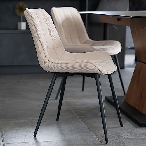 Home Deluxe - Polsterstuhl IKALO 2er Set - Farbe: Hellbraun - weiche Polsterung, bis 120 kg belastbar I Küchenstuhl Speisestühle Esszimmerstühle
