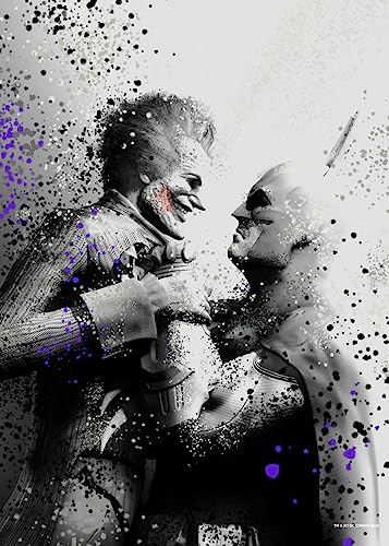 Displate Offiziell DC Comics MetallPoster Magnetische Befestigung Inklusive Lizenziert Bilder Hochwertiges Poster Arkham Asylum - Joker and Batman 45 cm x 32 cm