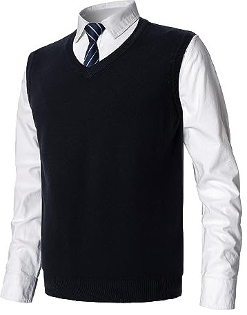 MeiLayM Herren Winter V-Ausschnitt Sleeveless Weste Pullunder Strickweste Ärmellose Klassische Pullover Weste Freizeit Gestrickte Business West Slim Fit Einfarbig Gentleman Weste