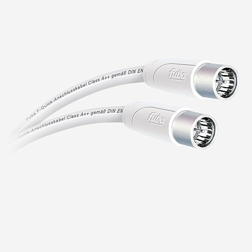 Fuba AFQ 200 Antennenkabel 2m weiß - 4-fach geschirmt 130dB - HDTV UHD 4K 8K - F-Anschlusskabel Koaxialkabel F-Quick Stecker (für DVB-S2-Receiver/TV-Geräte, Router, DAB+ Radios)