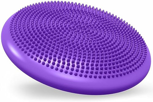 Wobble Plate Air Stability Wobble Cushion Inflatable Balance Cushion Board with Improved Hand Pump for Core Training, Agility, UK Army Gym Workouts, Yoga, Comfortable Sitting etc(PURPLE)