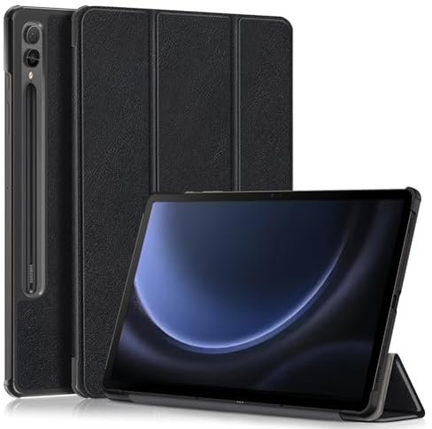 Kepuch Custer Cover per Samsung Galaxy Tab S10+ 12.4 X820 X826B / S9 Fe+ X610 X616 / S9+ X810 X816B X818U,PU-Pelle Case Custodia - Nero