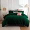 Soifox Double Duvet Cover Set - Emerald Green Bedding Set Double Bed with Zipper Closure, Soft Non Iron Microfiber Duvet Cover with 2 Pillowcases, Dark Green