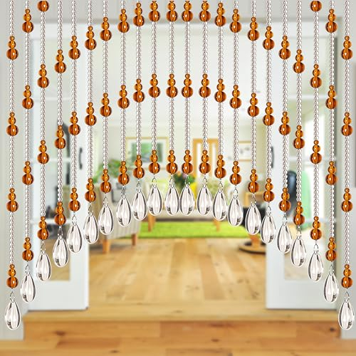Urmforweilin Crystal Beaded Door Curtain Self-Adhesive, Door String Beads Curtains for Doorways Hippie Window Closet Door Way Bead Hangings Curtain