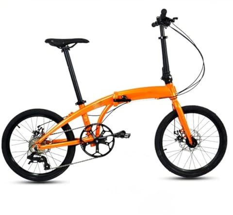 Klapprad, 50,8 cm, Rahmen aus Aluminiumlegierung, mechanische Scheibenbremse, faltbar, Orange, 20 Zoll (140–180 cm), # 8 Geschwindigkeiten