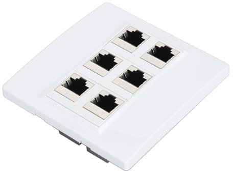 6 Port Ethernet Wall Plate, CAT6 Keystone Jack Wall Plate Female to Female, CAT5, CAT5E, CAT6, CAT6A Ethernet Network Connection Wall Plate for Work Home