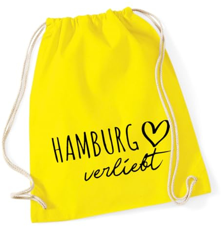 Huuraa Tasche Hamburg verliebt Geschenk Beutel Yellow 12 Liter Baumwolle Hamburg Souvenir