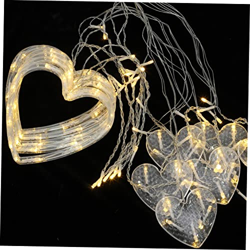 IMIKEYA Liebe Lichterkette Led-lichterkette Fenster Vorhang Lichter Vorhanglichter Im Freien Herz Leuchtet Valentinslichter Herz-lichterketten Herzfensterlicht Batterie Draussen Pvc Weiß