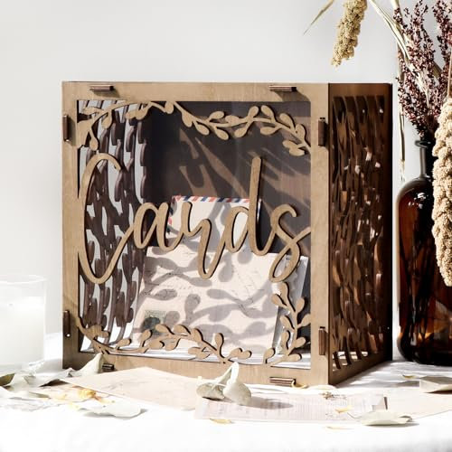 Fayavoo Wooden Wedding Card Boxes with Acrylic Window, Vintage Envelope Money Box for Rustic Wedding, Graduation Party, Baby Shower Boxes