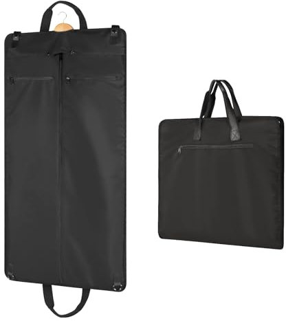 Syeeiex Premium Kleidersack, Anzugtasche für Reisen Aufbewahrung Weich Stoff Kleiderhülle, Atmungsaktive Kleidersäcke für Hemden Abendkleider Kleidersack Anzug mit Reißverschluss Taschen - Schwarz
