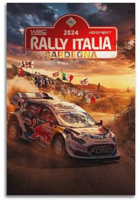 GLMHOK 2024 Rally Italia WRC Raicng Auto-Kunstwerk-Poster, dekoratives Gemälde, Leinwand-Poster, 30 x 45 cm