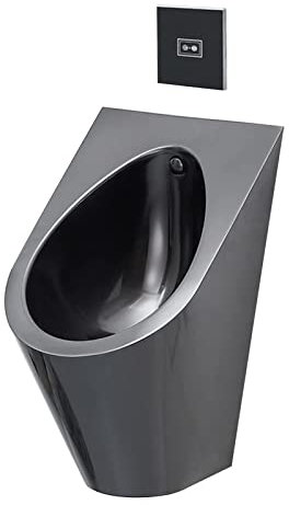 Kommerzielles Spülurinal für Herren, hocheffizientes wandmontiertes Urinal aus Edelstahl mit Überlaufschutz, vertikale Toilette mit automatischem Sensor-Spülventil, für den Einsatz in Hotels (schwarze