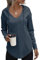 SENBATU Felpa con Cappuccio Donna Manica Lunga Maglione Scollo a V con Cappuccio Maglione con Coulisse e Tasca Grigio Blu Large