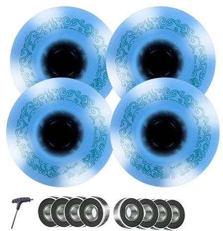 ANWEALTH 4er Pack Leuchtende 72 mm 76 mm 80 mm Inline Skate Rollen Rollschuh Skating Räder mm Ersatzräder für Inlineskates für Indoor Outdoor mit ABEC 9 Lager 90A Rollhockey Räder 4 Stück