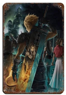 HGEIK Gaming-Poster Final Fantasy VII Remake Poster, Blechschild, Vintage, Metall, Pub, Club, Café, Bar, Zuhause, Wandkunst, Dekoration, Poster, Retro, 20 x 30 cm