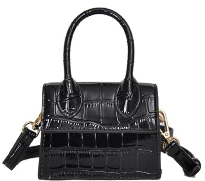 Wshads Mini-Tragetasche für Damen, Umhängetasche aus PU-Leder, abnehmbarer/verstellbarer Schultergurt, Clutch mit Krokodilmuster, kleine Größe