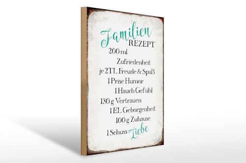 Femer Holzschild Spruch 30x40cm Familienrezept Freude Spaß Humor