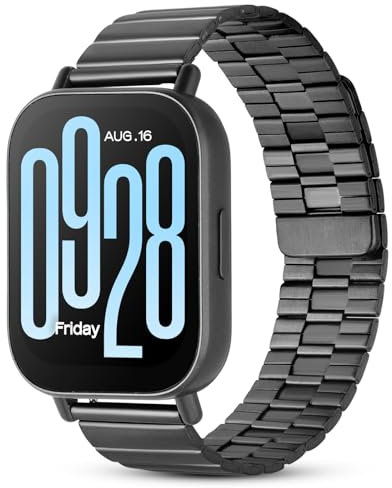 CHANRASI 22mm Armband für Xiaomi Redmi Watch 5 Active/5 Lite Herren Damen,Business Metall Magnetisch Edelstahl Ersatzband Kompatibel mit Xiaomi Redmi Watch 5 Active/5 Lite,Schwarz