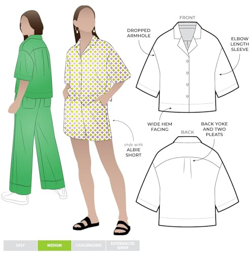 Style Arc Paper Sewing Pattern Albie Shirt Tops, Shirts Sizes 18-30