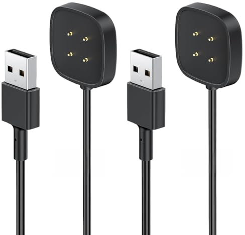 Ladegerät kompatibel mit Fitbit Versa 4/Versa 3/Sense 2/Sense, Smartwatch, USB-Ladekabel, magnetischer Ersatzladestation, 1 m, mit USB-Kabel, tragbare Ladestation