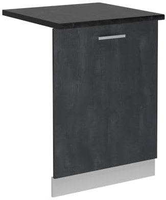 Vicco Geschirrspülblende R-Line, Geschirrspüler Fronttür, Schwarz Beton, 60 cm, AP Anthrazit