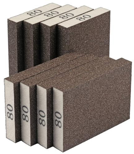 8 Pack Schleifschwamm, Schleifblöcke Körnung 80, Schleifpapier für Holzmöbel, Schleifpads, waschbar und wiederverwendbar Schleifpapier für Trockenbau Metall Gläser Reparatur (80er Körnung)