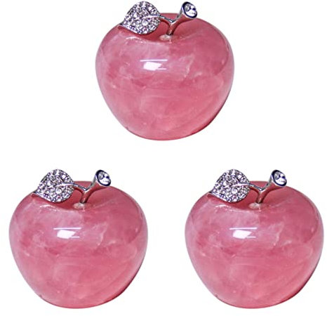 Lbvzxkad 3 Pz Quarzo Rosa Naturale Rosa Mela per Decorazioni di Coppia Decorazione della Casa Studio Sala Decorazione Regalo DIY