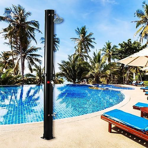 Solar-Gartendusche, 18 Liter, Solarbetrieben for Pool Und Außenbereich, Temperatur Einstellbar, Sommer, for Poolrand, Pool, Spa, Hinterhof, Strand, Schwarz