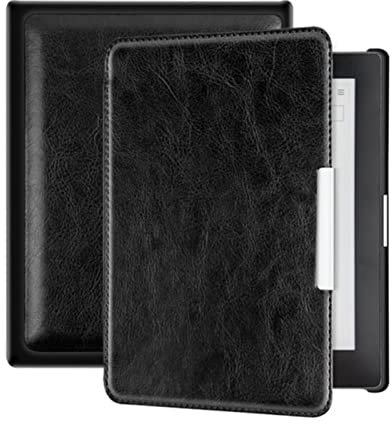 RUIPOCX Custodie compatibili con Kobo Aura 6 Pollici N514 Ereader, Custodia in Pelle Ultra Sottile con Funzione di Auto-Sveglia e Magnete.(Black)