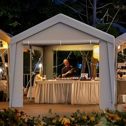 Pavillon Carport 3x4m mit 4 Seitenwänden – Winterfestes Partyzelt & Auto Unterstand mit verzinkten Stahlrohren, wasserdicht & UV-beständig, für Garten, Feier & Lager, grau