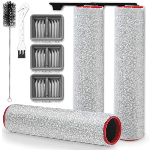H15 Pro Replacement Kit Accessories Compatible with Dreame H12 Pro FlexReach / H15 Pro Wet Dry Vacuum Cleaner Robot Parts 3 Main Roller Brush 3 HEPA Filter