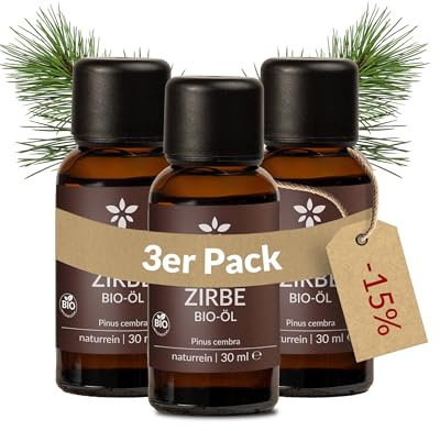 Heldengrün© Zirbenöl BIO [100% NATURREIN] - Echtes Zirbelkiefer Öl - Alpen Wildwuchs aus Österreich - Zirbenöl Ätherisches Öl - Zirbenöl für Diffusor - 3 x 30 ml